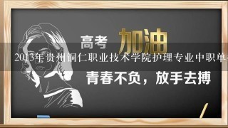 2013年贵州铜仁职业技术学院护理专业中职单报高职最低录取分数是多少？急