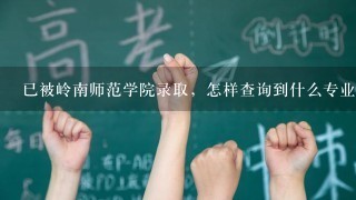 已被岭南师范学院录取，怎样查询到什么专业